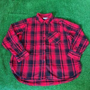 Time and Tru Button Up Shirt Long Sleeve Flannel Red Plaid Casual Size M (8-10)